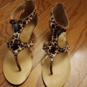 INC cheetah turquoise stone sandal